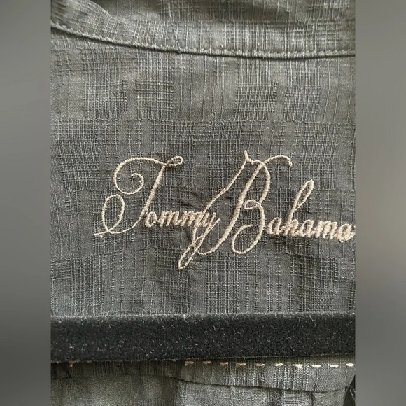 Tommy Bahama black silk shirt sleeve button shirt Sz L - Picture 5 of 8